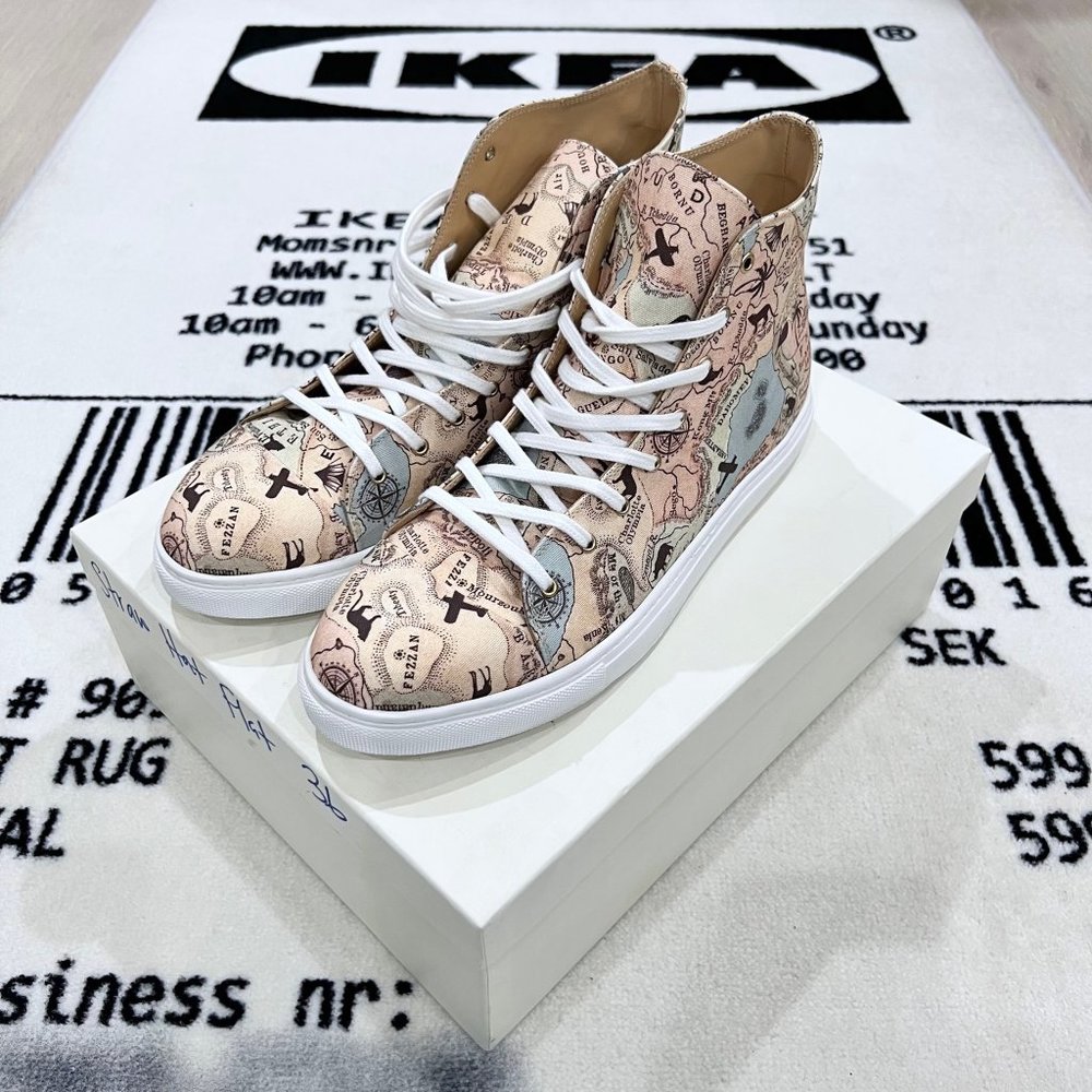 Charlotte Olympia Map Graphic Print High Top Canvas Sneakers - UNISEX
